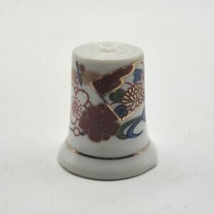 Kutani Japanese Porcelain Thimble Floral Gold Gilt Miniature Sewing Collectible